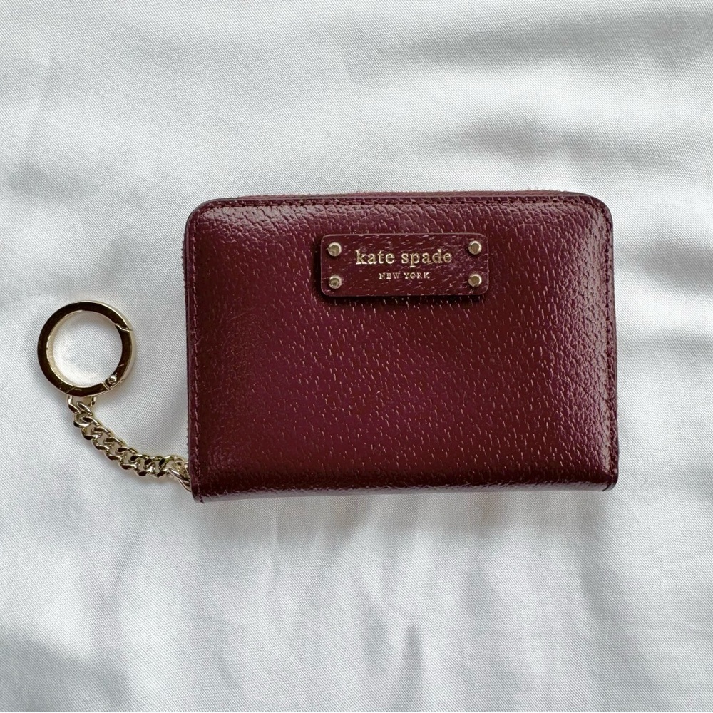 Kate Spade zippered wallet key pouch - burgundy
